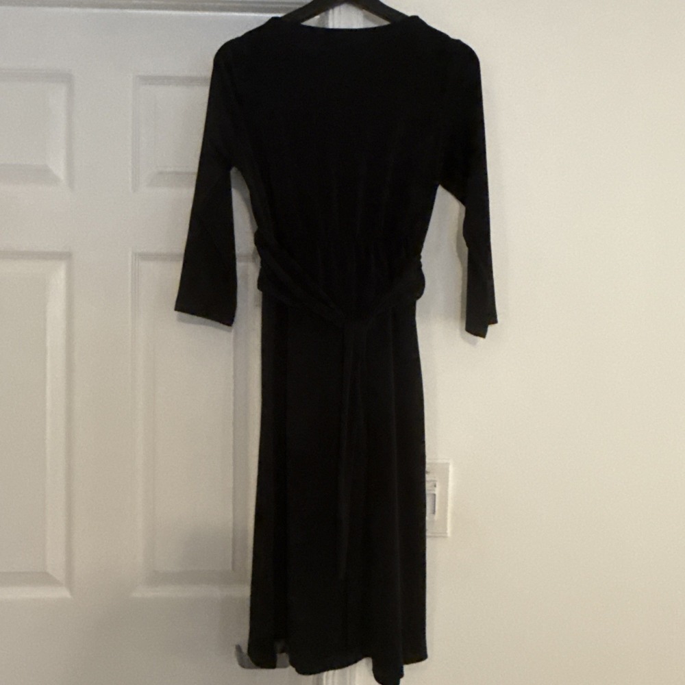 Motherhood Maternity Black Dress Size S 3/4 Sleeve with Waist Tie in Back - Picture 4 of 11